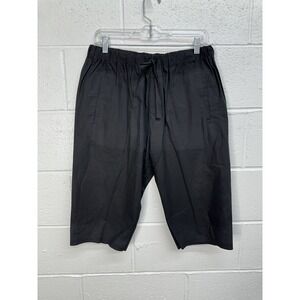 Lis Lareida Leo 172 Black Cotton Relaxed Wide Leg Cropped Pants Women's 42 (30")